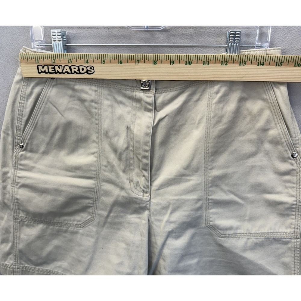 Ralph Lauren Women's Sz 12 Khaki Beige‎ Flat Front W/Metal Buckle Clasp Shorts - Picture 3 of 10